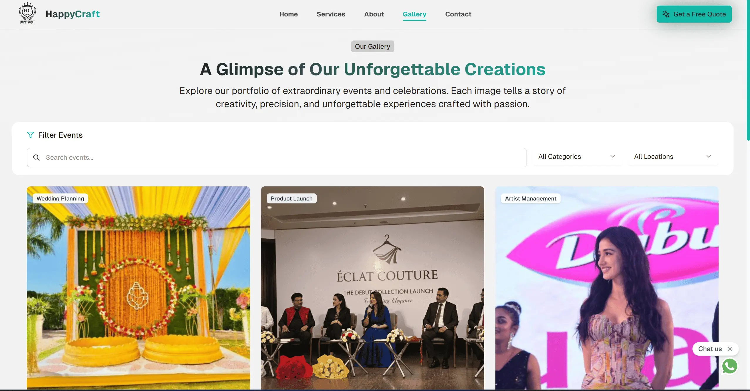 HappyCraft Event LLP – Premium Event Management Website thumbnail 2